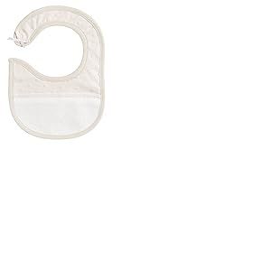 Filet - Bavoir Réalisé en Tissu Doux Effet Pois 3D avec Poche en Toile Aida à Broder, Fermeture avec Strap, Idéal pour les Bébés, 100% Made in Italy, Couleur Beige et Blanc
