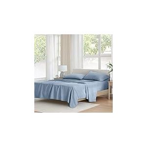Comfort Spaces Parure de lit 4 pièces 100% Coton Respirant, léger, Doux avec Poche élastique de 35,6 cm pour Matelas jusqu'à 40,6 cm, literie Confortable pour Toutes Les Saisons, taie d'oreiller