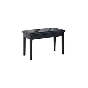 HOMCOM Banquette Tabouret si&egrave;ge pour Piano avec Coffre de Rangement Pied Bois Caoutchouc Assise capitonn&eacute;e rev&ecirc;tement synth&eacute;tique Noir