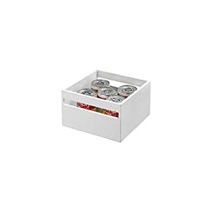 iDesign casier de Rangement en Bois Multifonction avec poign&eacute;es, Caisse Rangement en Bois de Paulownia pour &eacute;tag&egrave;re ou Placard, bo&icirc;te en Bois Polyvalente, Blanc