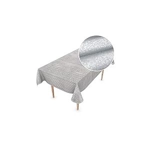 ANRO Nappe en Toile cirée en Vinyle de qualité supérieure - Lavable - 150 x 150 cm - Motif Pois argentés - Facile à Nettoyer
