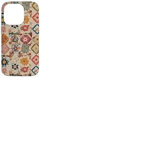 Couvre-lit Patchwork Floral Vintage Motif r&eacute;tro boh&egrave;me Coque pour iPhone 14 Pro