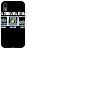 The Struggle is Real Dinosaure Cartoon Humour Sport Fitness Coque pour iPhone XR