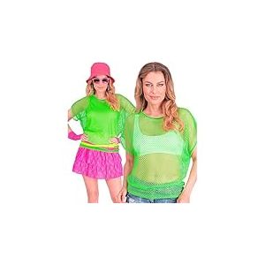W WIDMANN MILANO Party Fashion - Haut en résille pour femmes, t-shirt en résille, fluo pour festivals et carnaval