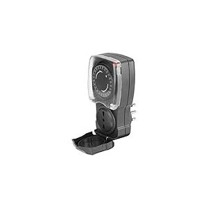 POLY POOL - PP1412 Bloc multiprise temporisée par Timer quotidien pour extérieur - Timer Prise électrique bivalente 10/16 A 2 P+T et fiche 16 A 2 P+T