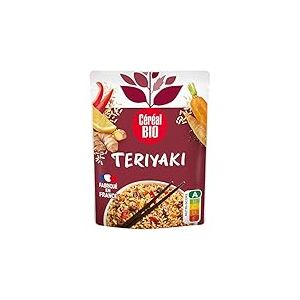 Céréal Bio Riz Teriyaki Végétarien – Riz, Légumes, Sauce Soja et Gingembre – Plat Cuisiné Bio Individuel, Micro-Ondable, Saveurs Asiatiques, Prêt à Réchauffer – 220g