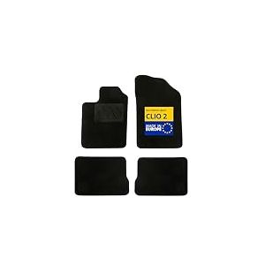 DBS &ndash; Tapis de Voiture - sur Mesure pour Renault Clio 2 (Phase 2) et Campus (06/2001-10/2012) &ndash; Antid&eacute;rapants avec Clips de Fixation &ndash; 4 Tapis Auto Avant/arri&egrave;re &ndash; Moquette Noire
