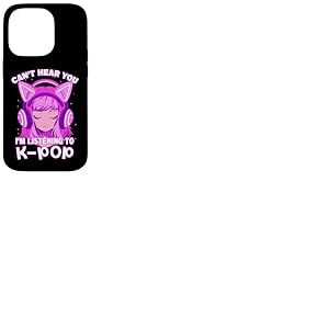 Cute Girl Graphic Tee Can't Hear You I'm Listening to Kpop Coque pour iPhone 14 Pro