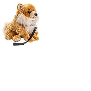 Uni-Toys - Poméranien avec Laisse - 23 cm (Hauteur) - Chien - Peluche, Doudou, Marron