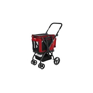 Carlett - Cube P Ruby | Sac de Transport 3 en 1 pour Animaux | Sac de Transport à roulettes | Frein de sécurité | Étanche | Compatible avec Le Sac de Courses | Rouge