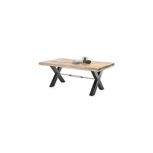 Stella Trading DEHLI Massif Mangue-Table qualit&eacute; sup&eacute;rieure avec Structure en m&eacute;tal en Forme de X pour Votre Salle &agrave; Manger, Bois de manguier, 200 x 77 x 100 cm (B/H/T)