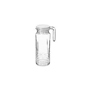 Galicja Verseuse en verre avec couvercle Falco - Pichet en verre avec couvercle - Carafe à eau en verre avec couvercle - Verseuse à jus avec couvercle - Pichet à jus avec couvercle - 1 l