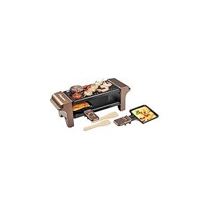 Bestron Appareil a raclette, Mini Grill pour 1 à 2 personnes, avec 2 poêlons et 2 spatules, avec revêtement antiadhésif, 350 Watts, couleur: Cuivre, Rame