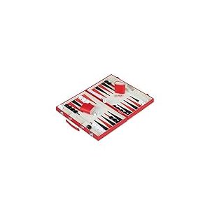 Relaxdays Set Complet pour Jouer au Backgammon, élégant, Jeu de société, H x L x P : 5 x 36,5 x 24 cm, Mallette, Rouge
