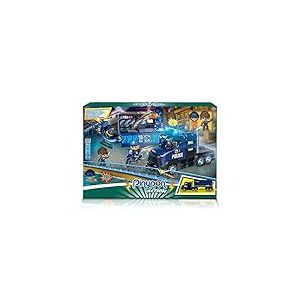 Pinypon Action - Super Police Truck | V&eacute;hicule Jouet 3 en 1 avec lumi&egrave;res, conteneur et sc&egrave;ne de Jeu, 1 Moto, 1 Mini h&eacute;licopt&egrave;re, 2 Figurines, Policier et Prisonnier et Accessoires, Talla &uacute;nica