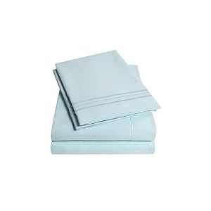 1500 Supreme Collection Bed Sheets - Premium Quality Bed Sheet Set & Lowest Price, Since 2012 - Deep Pocket Wrinkle Free Hypoallergenic Bedding - Over 40+ Colors & Prints- 4 Piece, Full, Light Blue