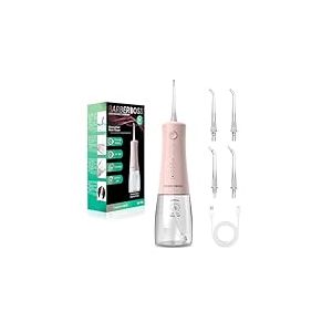 BarberBoss Irrigateur Buccal, fil dentaire électrique sans fil, 5 modes de pression, Etanche IPX8, irrigateur buccal portable pour le soin des gencives, kit de nettoyage dents (Rose Pastel)
