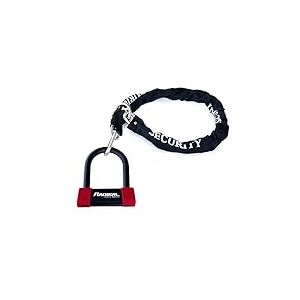 RADIKAL RK120R+RK10120L Antivol U Moto Homologué SRA + Chaine en Acier Cémenté 120cm Plus Long avec Système de Boucle, Fourche en Acier Trempé ø18mm, Cadenas en U pour Scooter, Velo Electrique