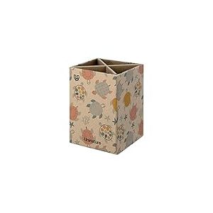 Unipapel | Porte-crayon de bureau | &Eacute;cologique | Carton et papier kraft 100% recycl&eacute;s | 70x70x100mm | Uninature Design Tortues | FSC Recycled 100%