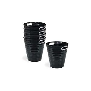 Waytex Lot de 5 Corbeilles &agrave; papier en plastique design moderne pour bureau, chambre, salle de bain &ndash;Poubelle de bureau Contenance 12,5L &ndash; Couleur Noir