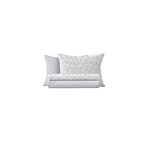 Homemania Literie Mandy - Simple - avec Drap Housse, Drap, Taie d'oreiller -Blanc, Violet en Coton, 150 X 280cm