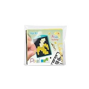 Pixel P23128 - Médaillon mosaïque Banane, Porte-clés pour Enfants à décorer soi-même, système d'enfichage très Facile, sans Repassage ni Collage, tesselles en bioplastique