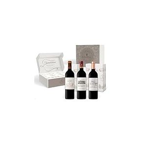 Castel Chateaux Grands Crus - Coffret Cadeau - Vin Rouge - Médaillés d'Or - Château Tour Bellevue - Château Guillon - Cru La Maqueline - 3x75cl