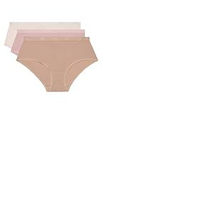 DIM Les Pockets Ecodim Coton Finitions Extra-Plates x3 Boxer, Blanc/Peau/Noir, XL (Lot de 3) Femme