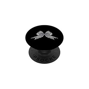 Motif Damier Noir et Blanc avec nœud Coquette pour Fille PopSockets PopGrip Adhésif