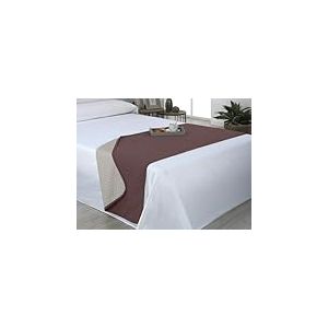 Estoralis - AVA | Chemins de lit Doux et Soyeux | Tissu matelassé réversible | Beige/Marron | pour lit de 120/135 cm. (60 x 210 cm.) Couvre-lit de Couleur contrastée.
