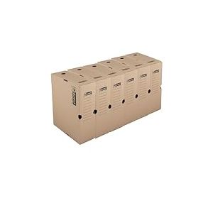 D.RECT Boîte d’Archive A4 – Lot de 6 Boîtes Carton 105 mm avec Couvercle – Carton d’Archivage kraft FSC pour Documents, Dossiers, Catalogues 265×105×350 mm