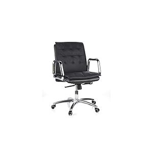 hjh OFFICE 600930 Fauteuil de Direction Villa 10 Cuir Noir Chaise de Bureau de qualité supérieur, Dossier mi-Haut, réglable en Hauteur