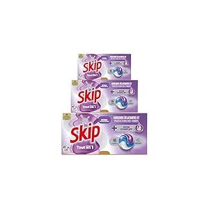 SKIP - Lessive liquide en capsules Tout en 1 - 72 lavages - Soin Complet - Couleurs éclatantes et protection des fibres (lot prOMO 3x24)