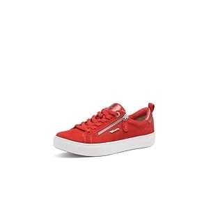 Tamaris Comfort Femmes Baskets Plates avec Fermeture éclair Loisirs, Rouge (Rouge Suede), 40 EU