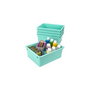 Storex Lot de 5 Plateaux de Rangement, Format Lettre, 25,4 x 33 x 12,7 cm, Bleu Sarcelle, 62529U05C