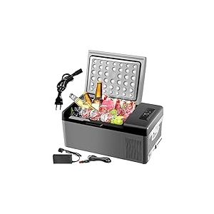 VEVOR Mini R&eacute;frig&eacute;rateur &Eacute;lectrique Voiture Portable 15 L 45 W 12/24V CC 100-240 AC Coque Plastique ABS -20℃~ 10℃ pour Camping Maison 598x320x260 mm