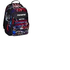 Mitama Sac à dos triple compartiment Monster Bite avec poche avant, noir et rouge, école primaire et loisirs, enfant garçon, Noir, Taglia unica, Sac à dos tyrolien