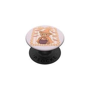 Ours d'halloween Pastel avec Bonbons et Chauves-Souris PopSockets PopGrip Adhésif