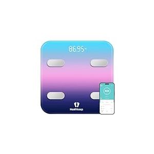 Balance Pèse Personne Impédancemètre, Healthkeep Balance Connectée WiFi et Bluetooth Pese Personnes Grand Écran avec 13 Analyses de la Composition Corporelle App Incluse Capacité 180kg/400lb, 31x31cm