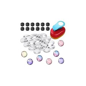 Colzzy Lot de 41 aimants de réfrigérateur - avec perforatrices de 2,5 cm - en céramique de ferrite - avec cabochons en Verre Transparent - pour Bricolage, réfrigérateur, Bureau, casier, Tableau Blanc