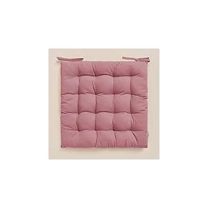 ROOM99 Coussins de Chaise avec Rubans Carmen 40 x 40 4,5 cm Coussin d'assise rembourré, Galette de Chaise Interieur avec Attaches, antidérapants pour siège Le Coton Rose, 1 pièce