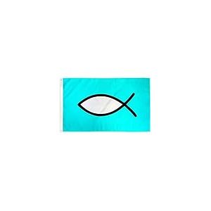 AZ FLAG - Drapeau Poisson chrétien Ichtus - 150x90 cm - Drapeau Du Christianisme 100% Polyester Avec Oeillets Métalliques Intégrés - Pavillon 110 g