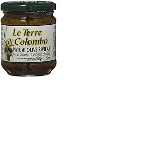 Le Terre di Colombo – Bocaux de Pâte d'Olives Riviera - Conservée dans de l'Huile d'Olive Extra-Vierge (10 %) - Lot de 6 x 212 ml