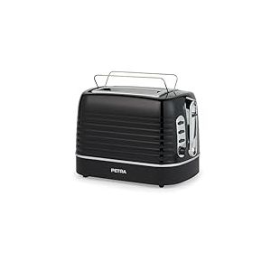 Petra PT5573BLKVDE Grille-pain, 2 tranches avec réchauffe-viennoiserie intégré, 6 niveaux de brunissement, décongélation, réchauffage et annulation, tiroir à miettes amovible, 1 050 W, noir