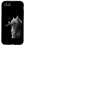Chat sibérien fume un cigare drôle fumeur de cigare et amoureux des chats Coque pour iPhone SE (2020) / 7 / 8