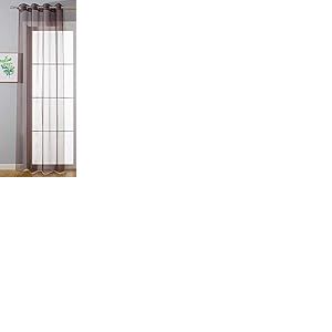 Rideau à œillets « Uni » - Transparent - H x l : 245 x 140 cm - Marron - Rideau à œillets - Fermeture par Ruban - pour Salon - 20332-cn
