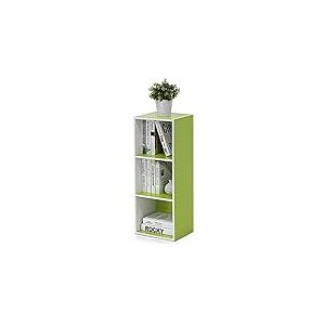 Furinno Luder Bibliothèque Étagère de Rangement Cubes à 3 Étages, Blanc/Vert