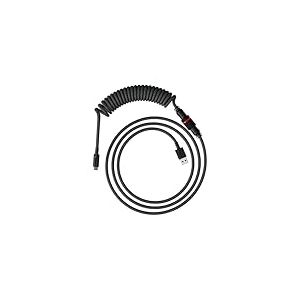 HyperX C&acirc;ble spiral&eacute; &ndash; C&acirc;ble spiral&eacute; durable, design &eacute;l&eacute;gant, connecteur aviateur 5 broches, USB-C vers USB-A, gris/noir