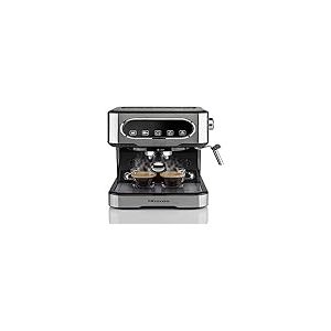 Hisense, HESCM15DBK, Machine à expresso manuelle, moulue et compatible avec dosettes ESE 44 mm, pression 15 bar, écran tactile, 1100W, Silver, 27,4 x 30 x 27,2 cm