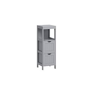 VASAGLE Meuble de Salle de Bain, Meuble de Rangement sur Pied, Commode à 2 Tiroirs, 1 Compartiment Ouvert, pour Salle de Bain, Salon, Cuisine, Gris Tourterelle BBC042G02